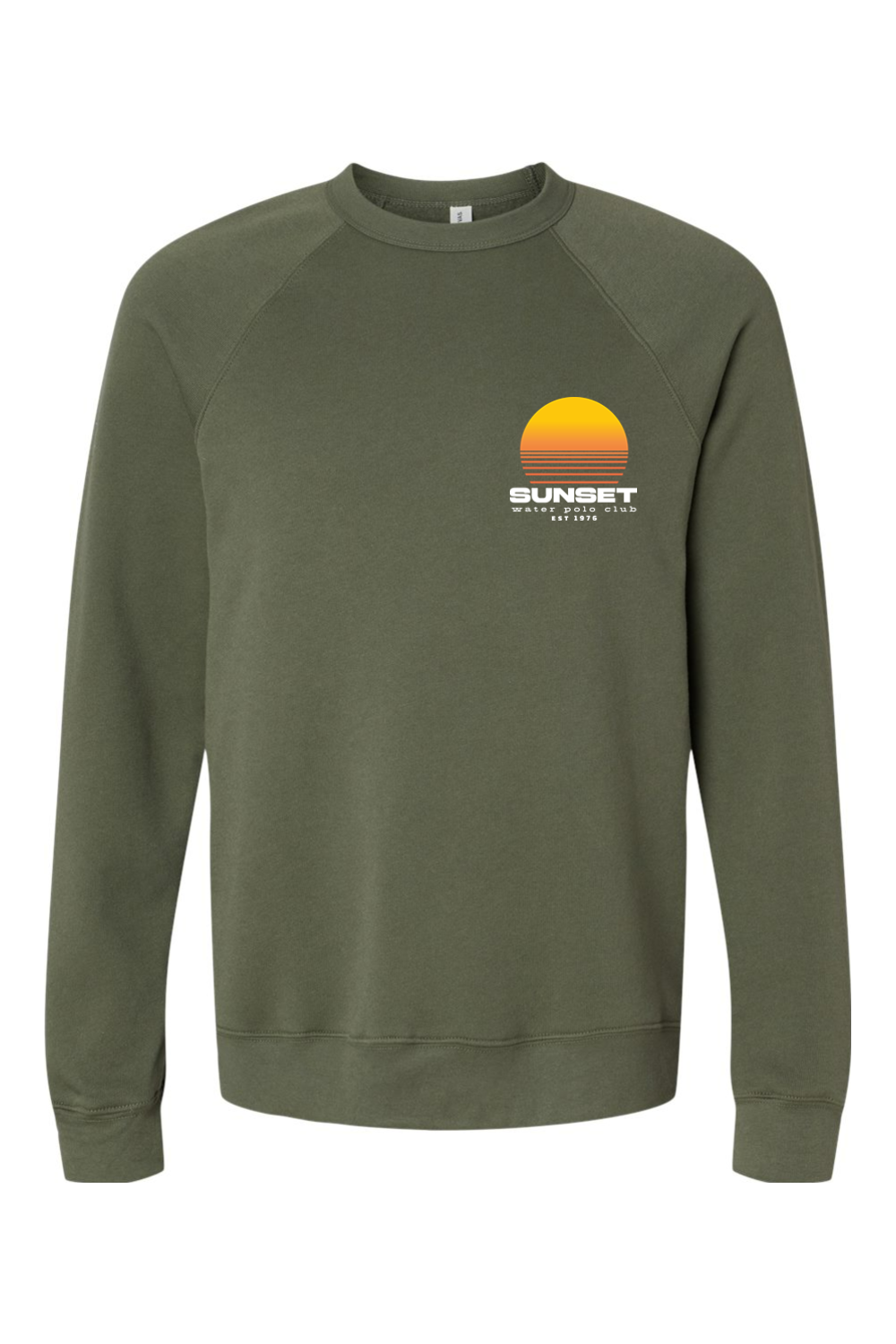 Sunset Water Polo Club // Bella + Canvas Sponge Fleece Raglan Crewneck Sweatshirt - Sun